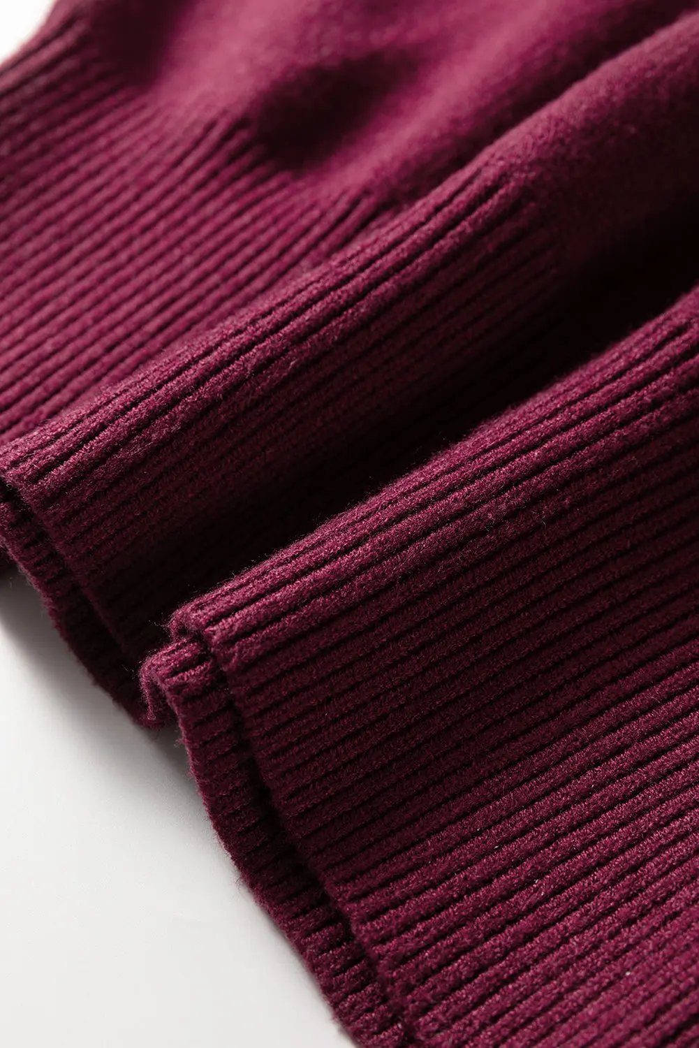 Burgundy Contrast Trim V Neck Short Sleeve Loose Sweater Dear-Lover Dropshipping
